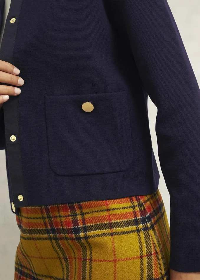 Jumpers and Cardigans Women HOBBS Daisy Cotton Wool Knitted Jacket Hobbs Navy