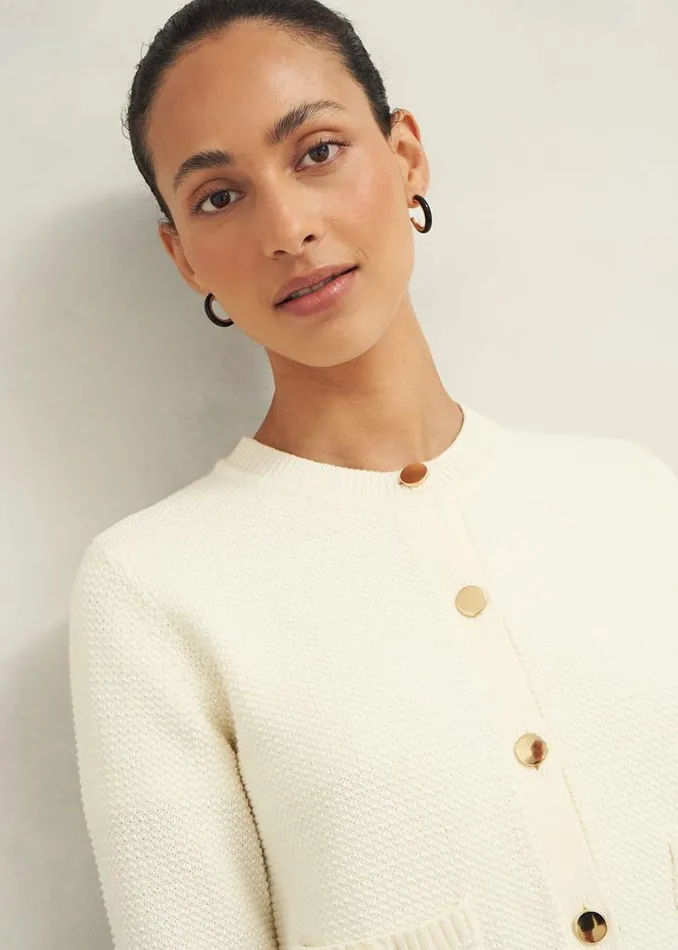 Jumpers and Cardigans Women HOBBS Emily Cotton Cardigan Warm Ivory