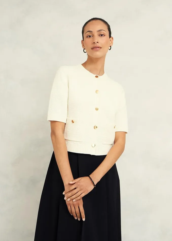 Jumpers and Cardigans Women HOBBS Emily Cotton Cardigan Warm Ivory