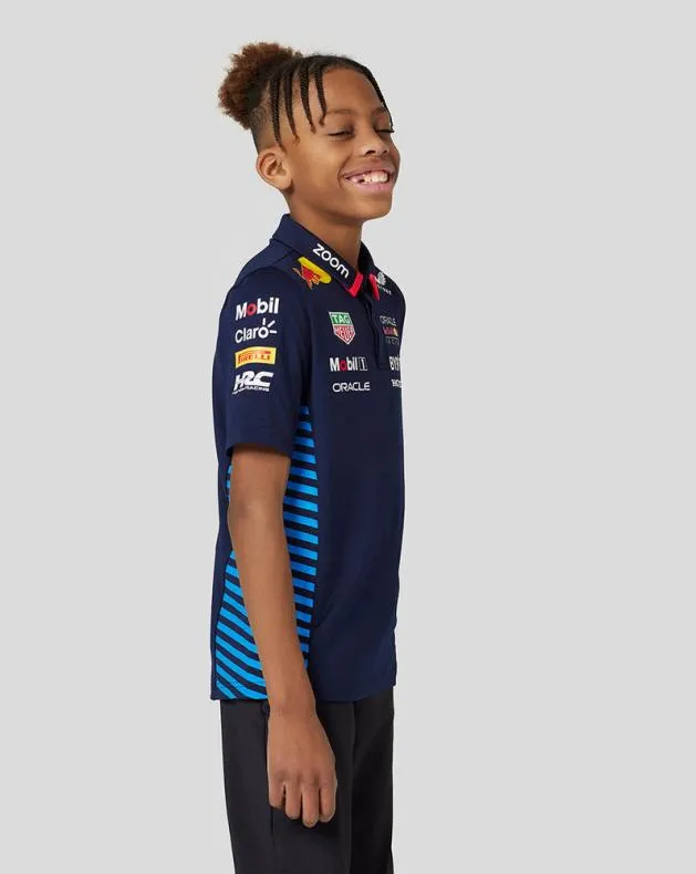 Junior Castore Junior Oracle Red Bull Racing Official Teamline Short Sleeve Polo Shirt 8211 Night Sky