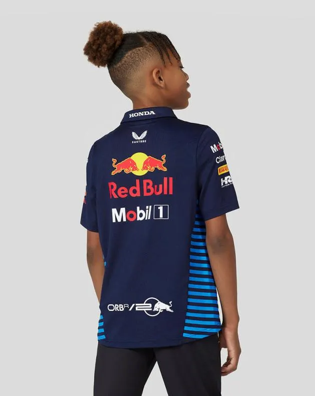 Junior Castore Junior Oracle Red Bull Racing Official Teamline Short Sleeve Polo Shirt 8211 Night Sky