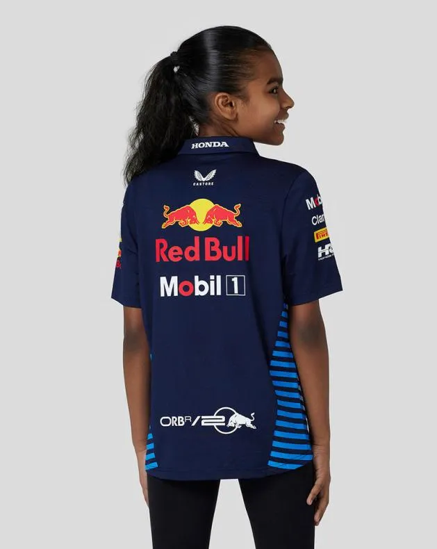 Junior Castore Junior Oracle Red Bull Racing Official Teamline Short Sleeve Polo Shirt 8211 Night Sky