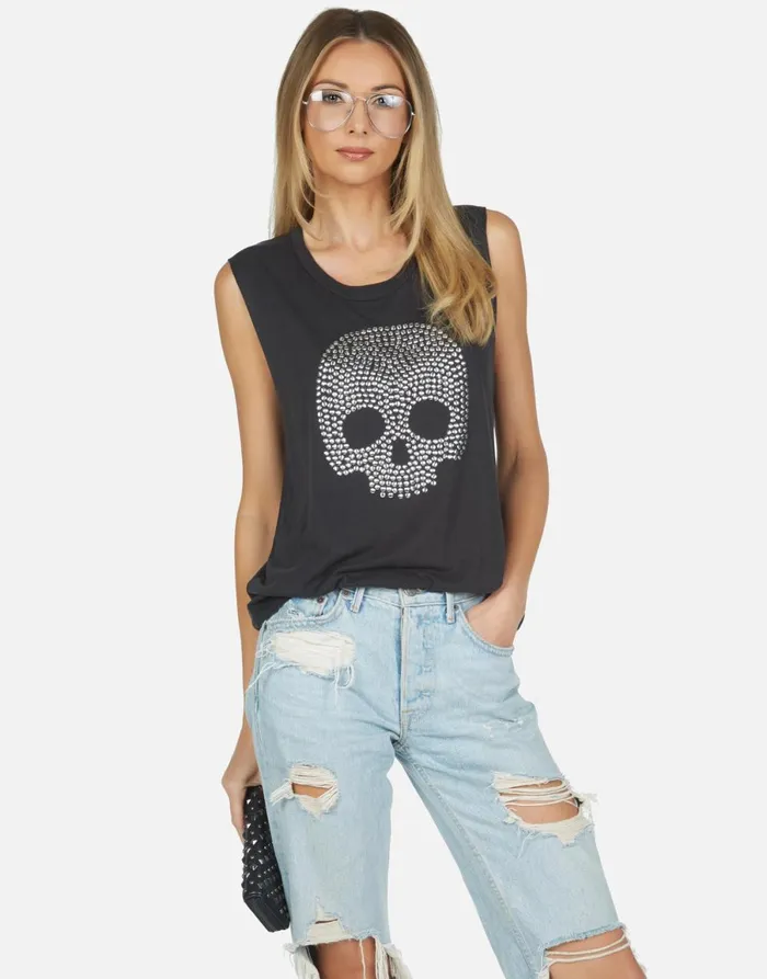 Kel Nailhead Skull Onyx Women039s Lauren Moshi Tanks