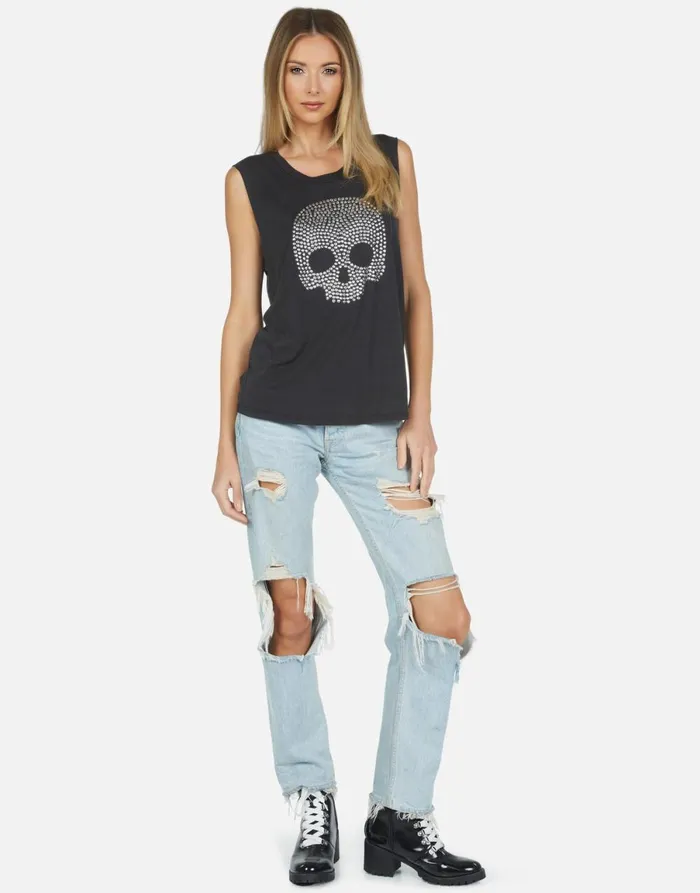 Kel Nailhead Skull Onyx Women039s Lauren Moshi Tanks