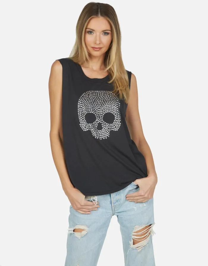 Kel Nailhead Skull Onyx Women039s Lauren Moshi Tanks