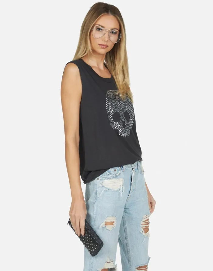 Kel Nailhead Skull Onyx Women039s Lauren Moshi Tanks