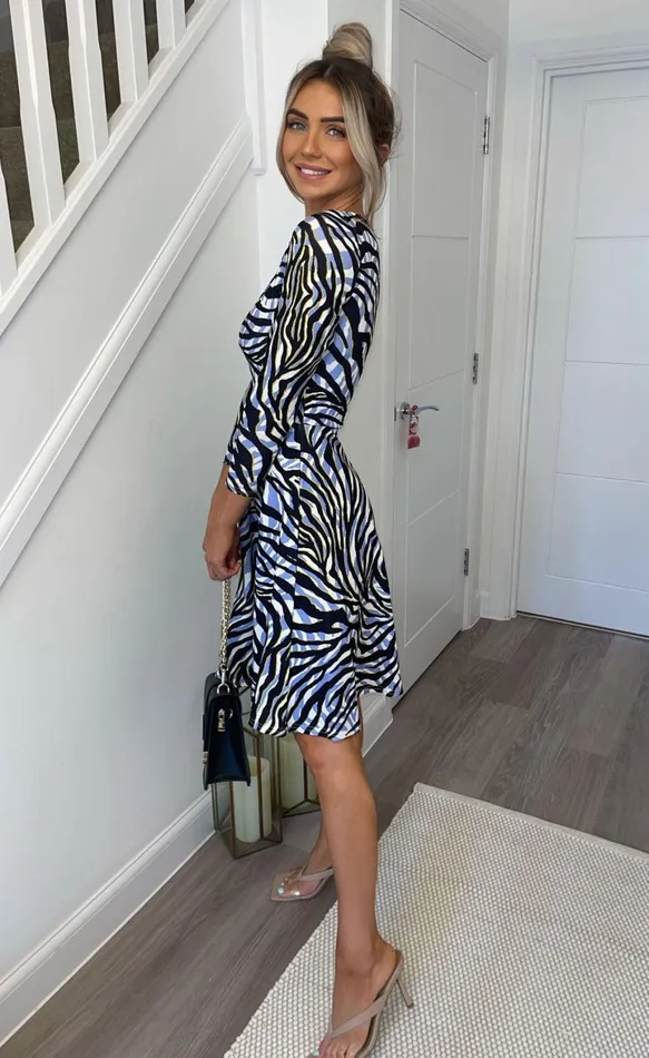 Kenzi Blue Animal Flare Skater Dress Women Missfiga Skater Dresses Kenzi Blue Animal Flare Skater Dress Women Missfiga Skater Dresses