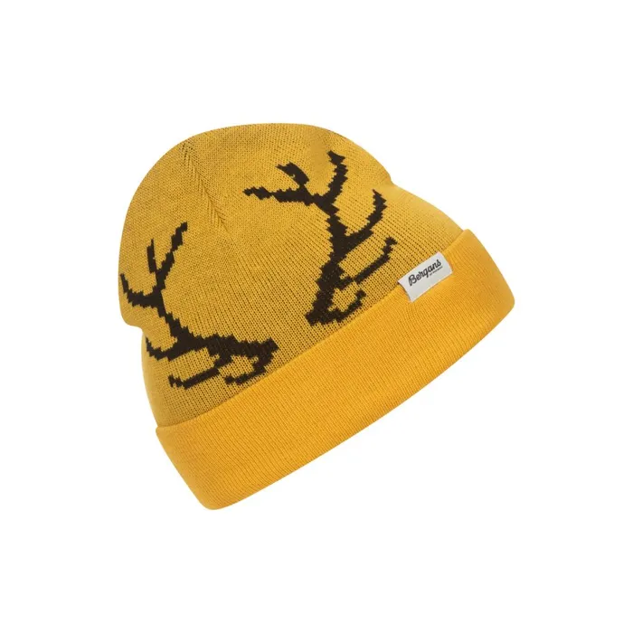 Kids Bergans Of Norway Beanies And Balaclava Antlers Beanie Light Golden Yellow
