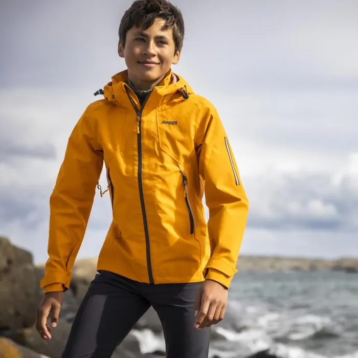 Kids Bergans Of Norway Shell Jackets Sjoa 3l Youth Jacket Cloudberry Yellow