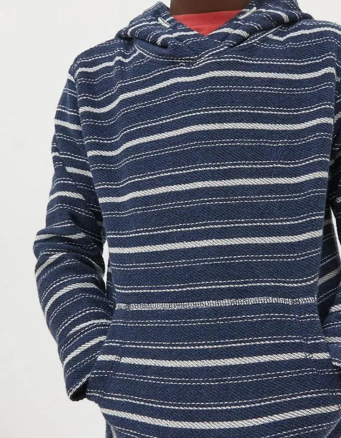 Kids FatFace Mini Me Outfits Stripe Popover Hoodie Navy