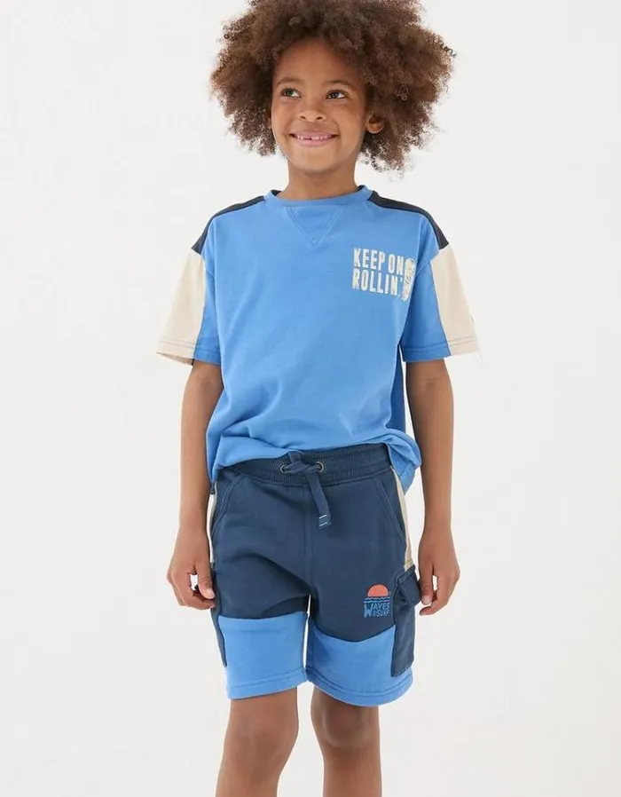 Kids FatFace Shorts Hatfield Cargo Sweat Shorts Vintage Blue
