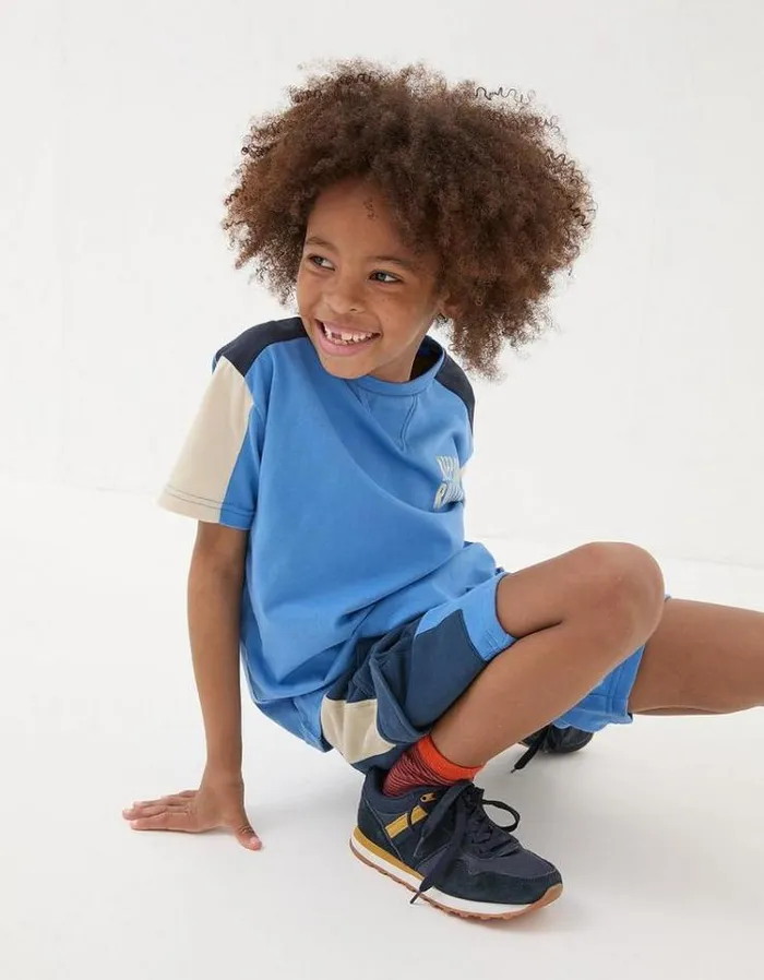 Kids FatFace Shorts Hatfield Cargo Sweat Shorts Vintage Blue