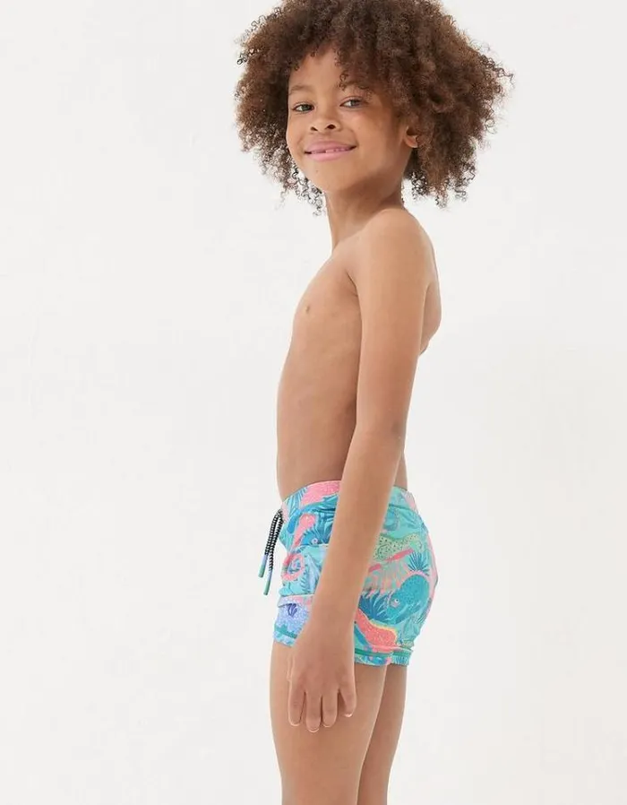 Kids FatFace Swimwear Chameleon Print Trunks Multi