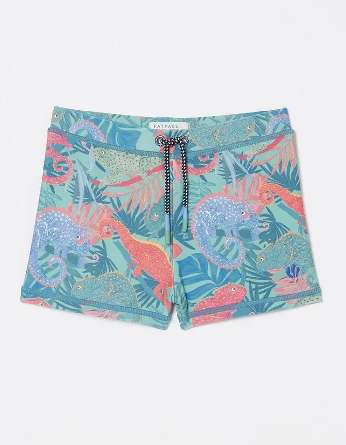 Kids FatFace Swimwear Chameleon Print Trunks Multi