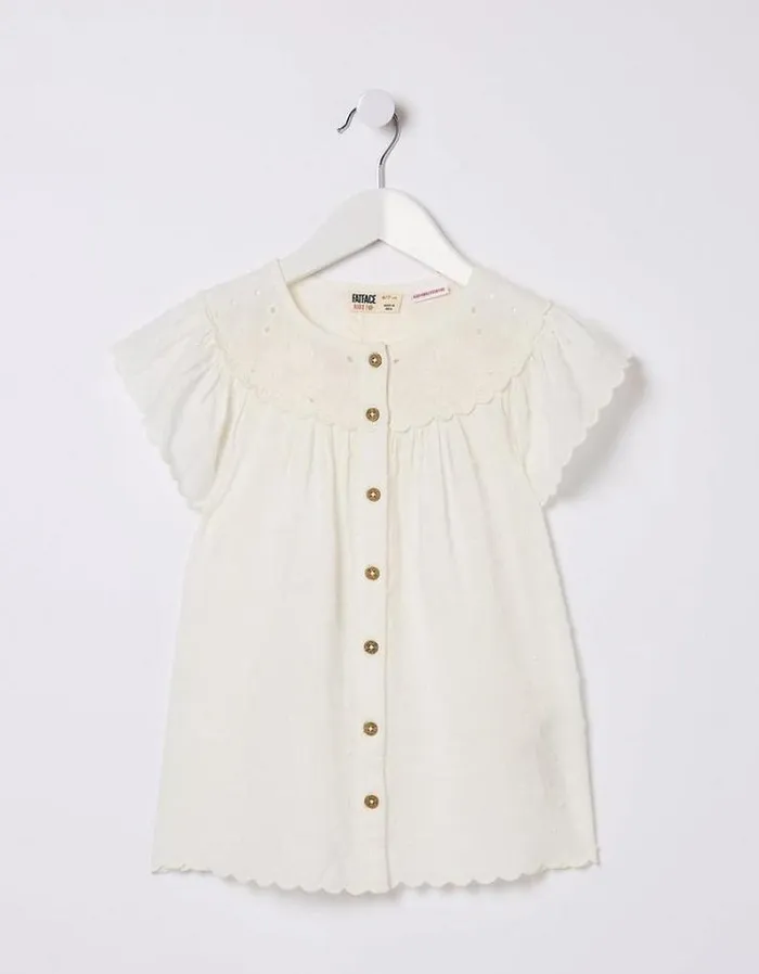 Kids FatFace Tops and TShirts Emily Embroidered Blouse Natural White