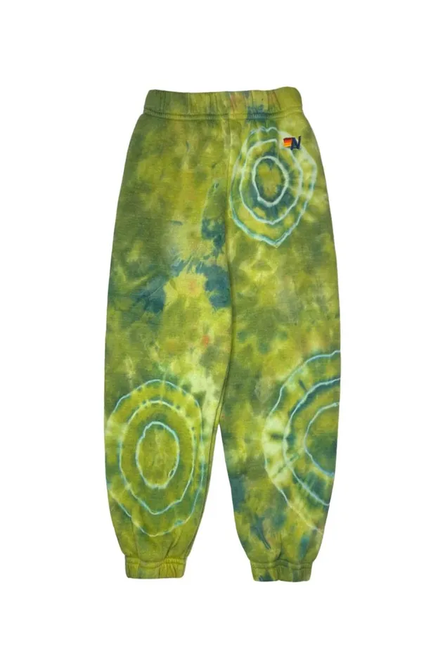 Kids Kids Collection Aviator Nation KID039S HAND DYED SWEATPANTS 8211 TIE DYE GREEN YELLOW