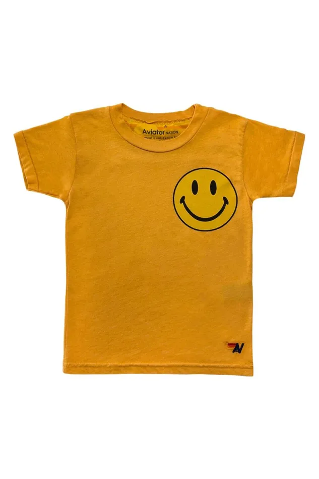 Kids Kids Collection Aviator Nation KID039S SMILEY 2 TEE 8211 GOLD