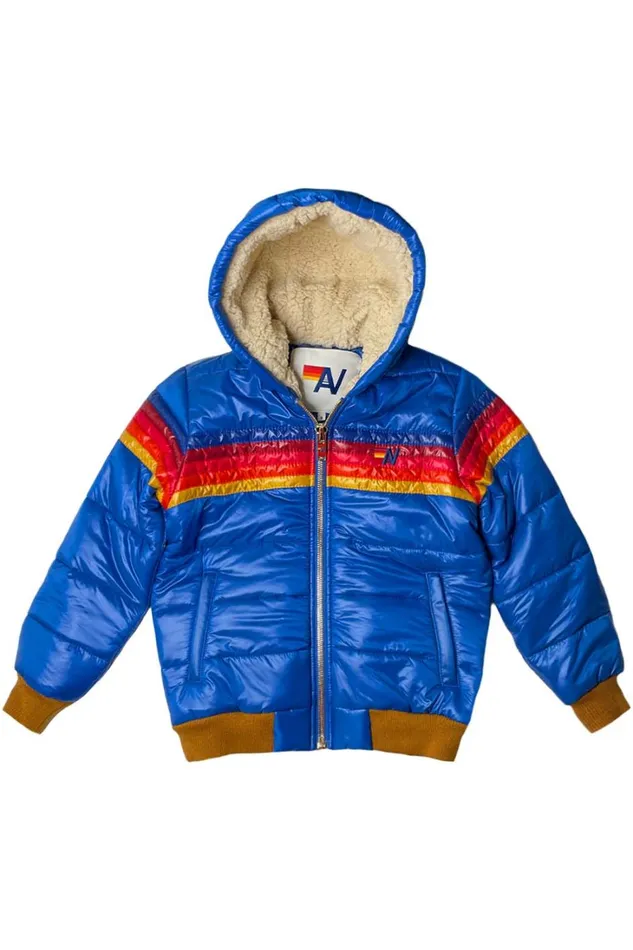Kids Kids Collection Aviator Nation KIDS 5 STRIPE TREKKER JACKET 8211 GLOSSY SNORKEL BLUE