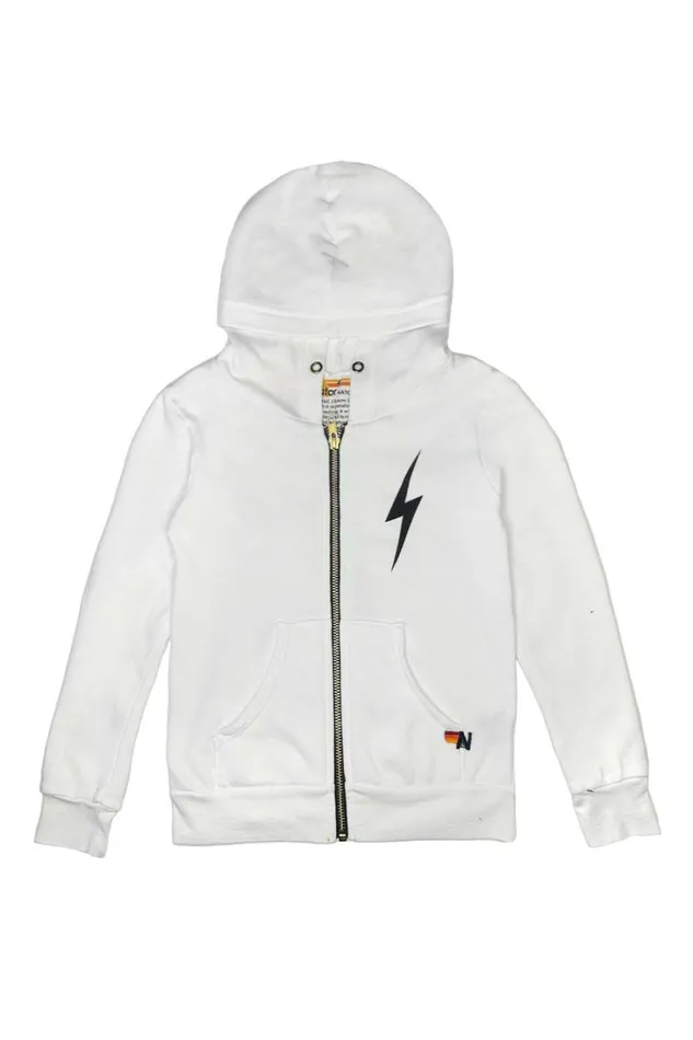 Kids Kids Collection Aviator Nation KIDS BOLT PRINT ZIP HOODIE 8211 WHITE