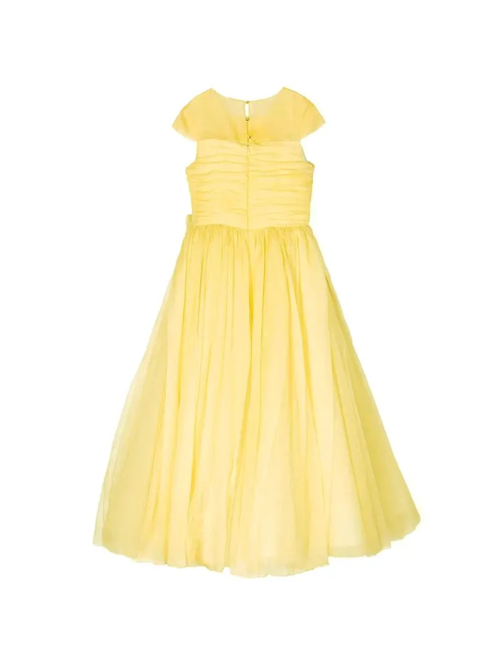Kids Marchesa Gowns FlowerEmbellished Crepe Gown Yellow