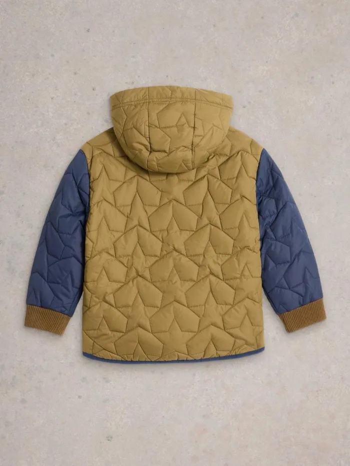 Kids Star Quilted Colourblock Coat Khaki Green White Stuff Coats Kids Star Quilted Colourblock Coat Khaki Green White Stuff Coats