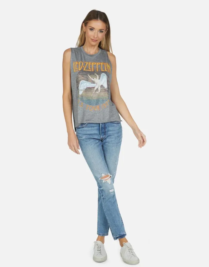 Kinzington Led Zeppelin Heather Grey Women039s Lauren Moshi Tanks