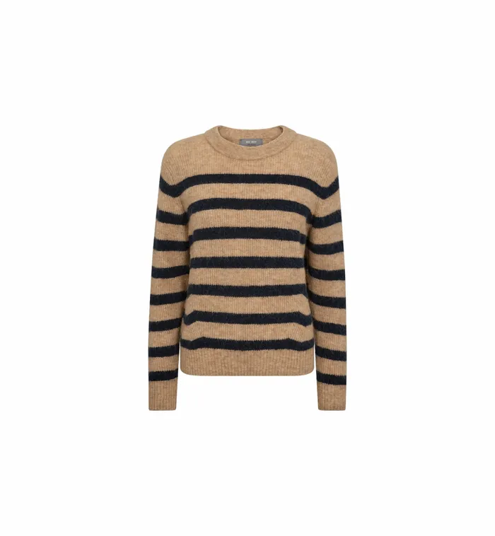 Knits MMThora Stripe Crewneck Knit Tannin MOS MOSH Women