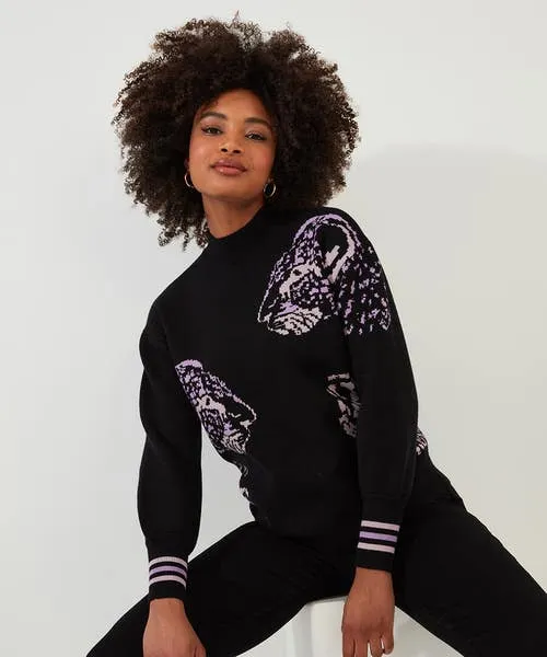 Knitwear and Cardigans Joebrowns Apparel Darcie Leopard Jumper Black