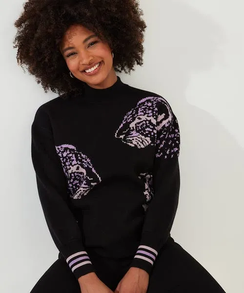 Knitwear and Cardigans Joebrowns Apparel Darcie Leopard Jumper Black