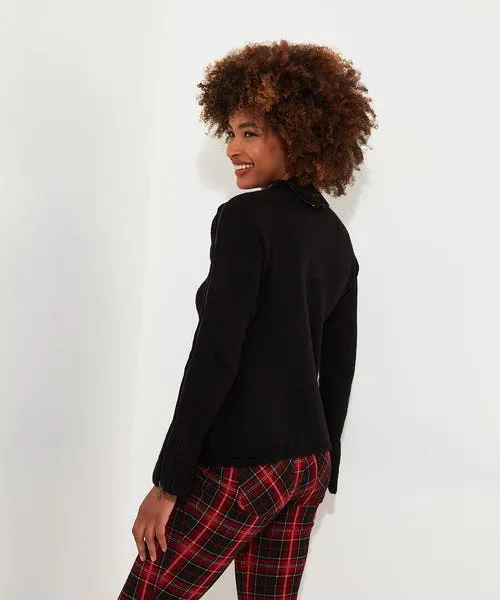 Knitwear and Cardigans Joebrowns Apparel Roxie Zip Jumper Black Knitwear and Cardigans Joebrowns Apparel Roxie Zip Jumper Black