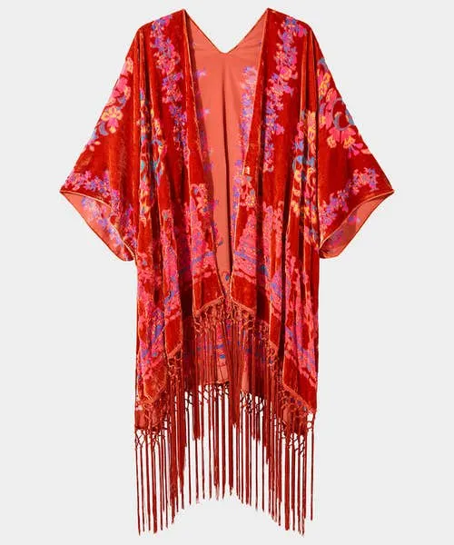 Knitwear and Cardigans Joebrowns Apparel Spice Market Devore Kimono Burnt Orange
