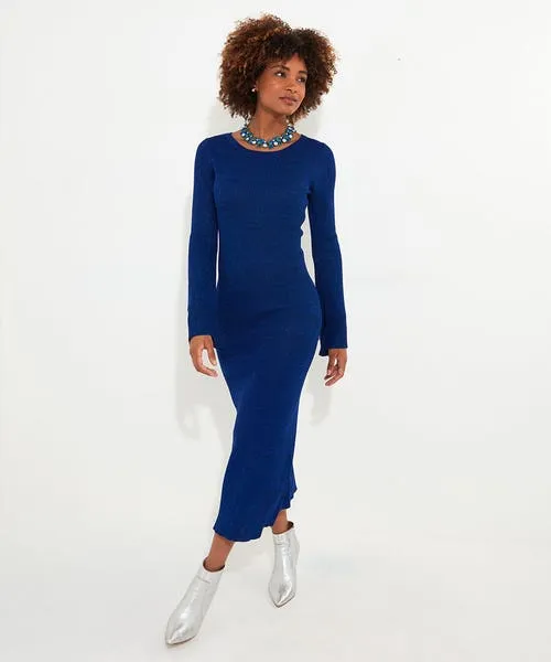 Knitwear and Cardigans Winter Sparkle Rib Knit Dress Blue Joebrowns Apparel