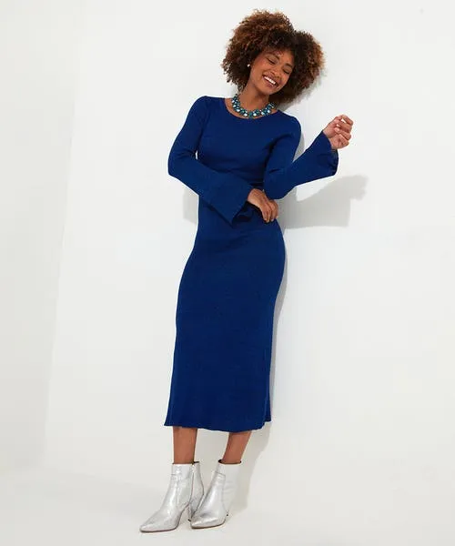 Knitwear and Cardigans Winter Sparkle Rib Knit Dress Blue Joebrowns Apparel Knitwear and Cardigans Winter Sparkle Rib Knit Dress Blue Joebrowns Apparel