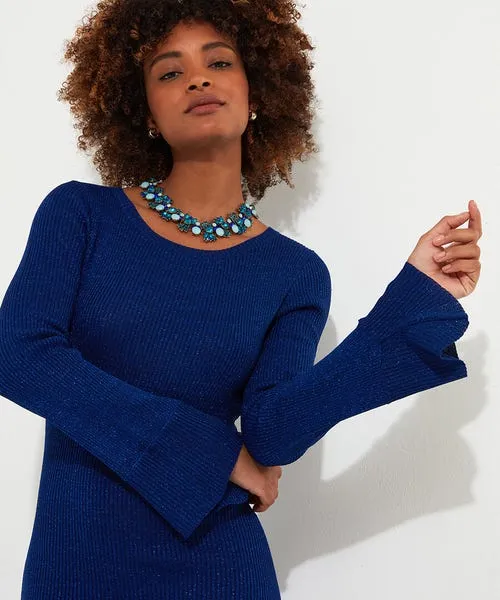 Knitwear and Cardigans Winter Sparkle Rib Knit Dress Blue Joebrowns Apparel Knitwear and Cardigans Winter Sparkle Rib Knit Dress Blue Joebrowns Apparel