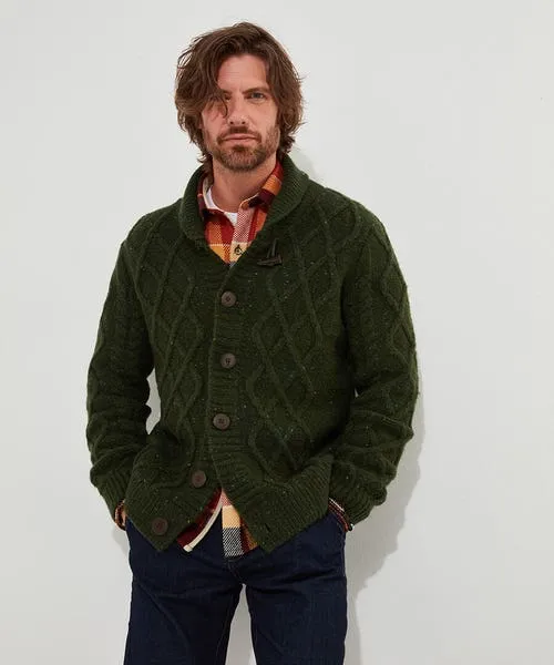 Knitwear Cool In Cable Cardigan Green Joebrowns Apparel