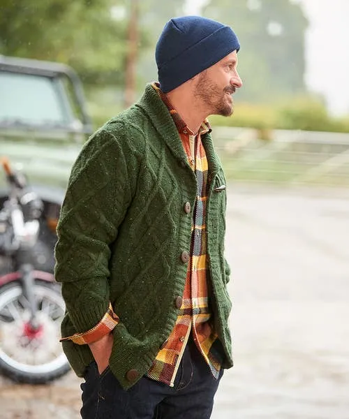 Knitwear Cool In Cable Cardigan Green Joebrowns Apparel