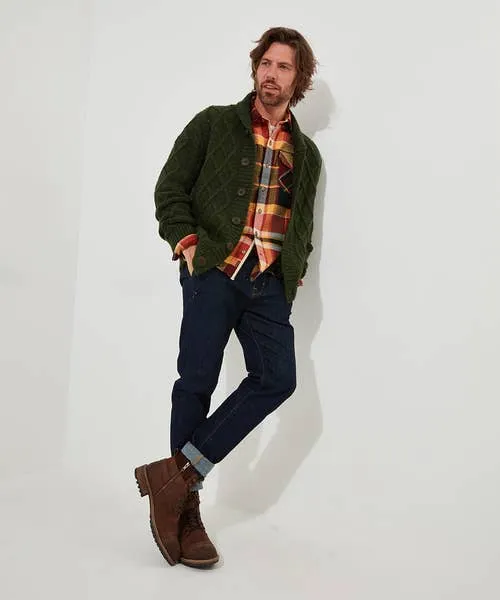 Knitwear Cool In Cable Cardigan Green Joebrowns Apparel