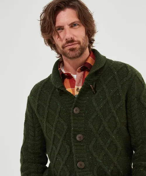 Knitwear Cool In Cable Cardigan Green Joebrowns Apparel