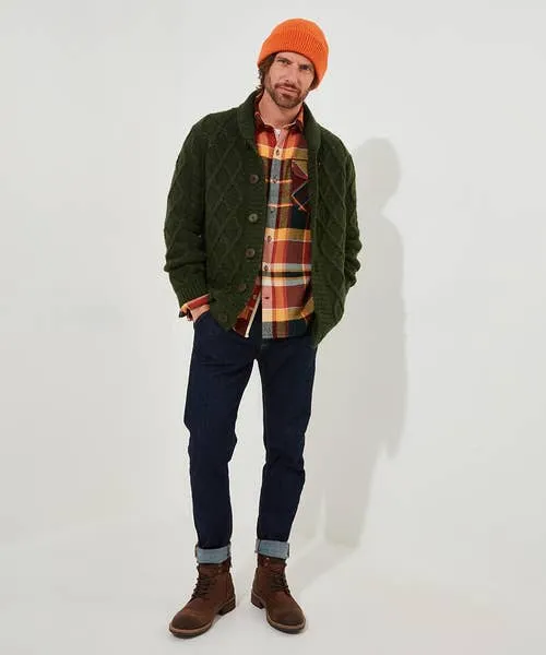 Knitwear Cool In Cable Cardigan Green Joebrowns Apparel