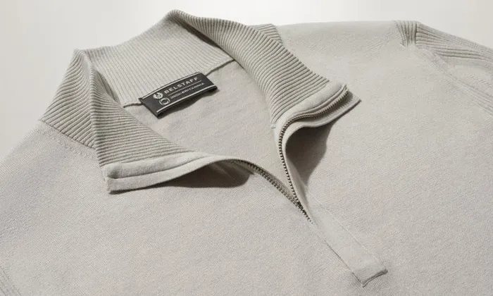 Knitwear Men Belstaff Challenger Quarter Zip Knit Harbour Grey Knitwear Men Belstaff Challenger Quarter Zip Knit Harbour Grey