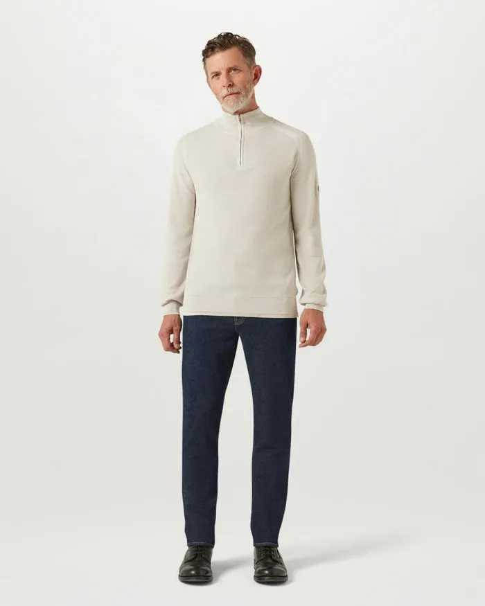 Knitwear Men Belstaff Guide Quarter Zip Jumper Stone Beige Knitwear Men Belstaff Guide Quarter Zip Jumper Stone Beige