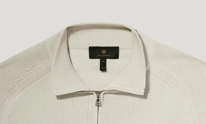 Knitwear Men Belstaff Guide Quarter Zip Jumper Stone Beige Knitwear Men Belstaff Guide Quarter Zip Jumper Stone Beige