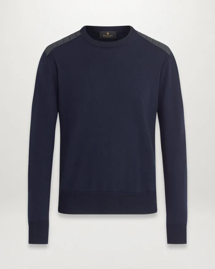 Knitwear Men Belstaff Kerrigan Crew Neck Washed Navy