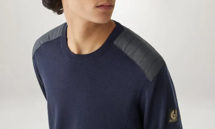 Knitwear Men Belstaff Kerrigan Crew Neck Washed Navy Knitwear Men Belstaff Kerrigan Crew Neck Washed Navy