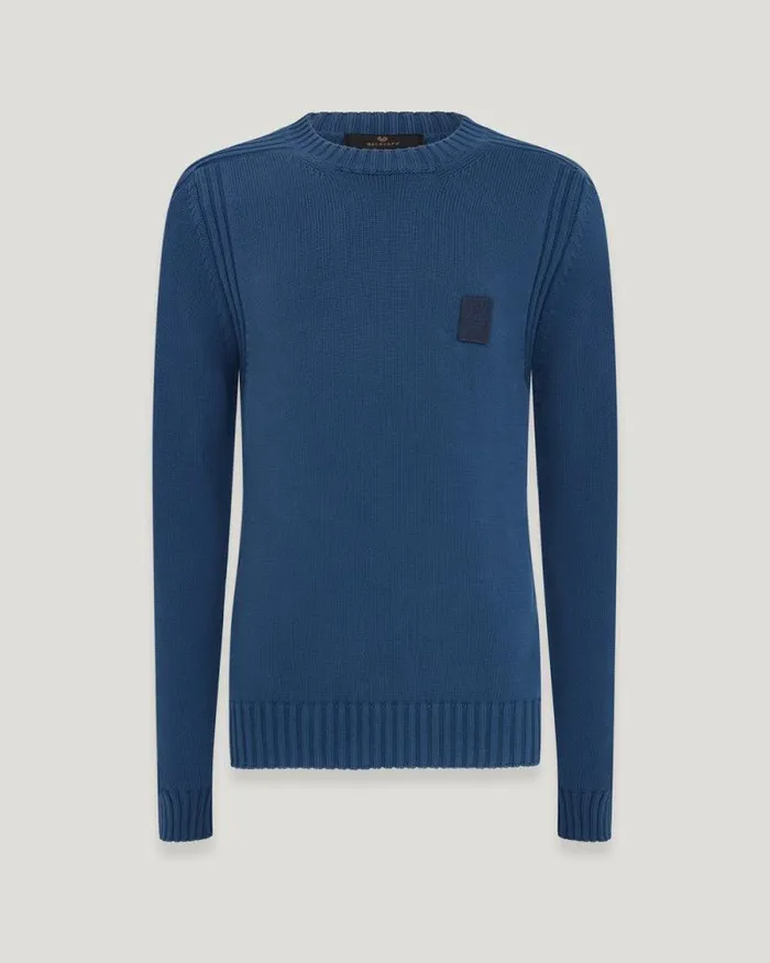 Knitwear Men Belstaff Watch Crewneck Jumper Dark Insignia Blue