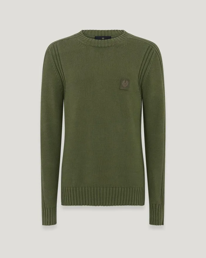 Knitwear Men Belstaff Watch Crewneck Jumper Dark Surplus Green