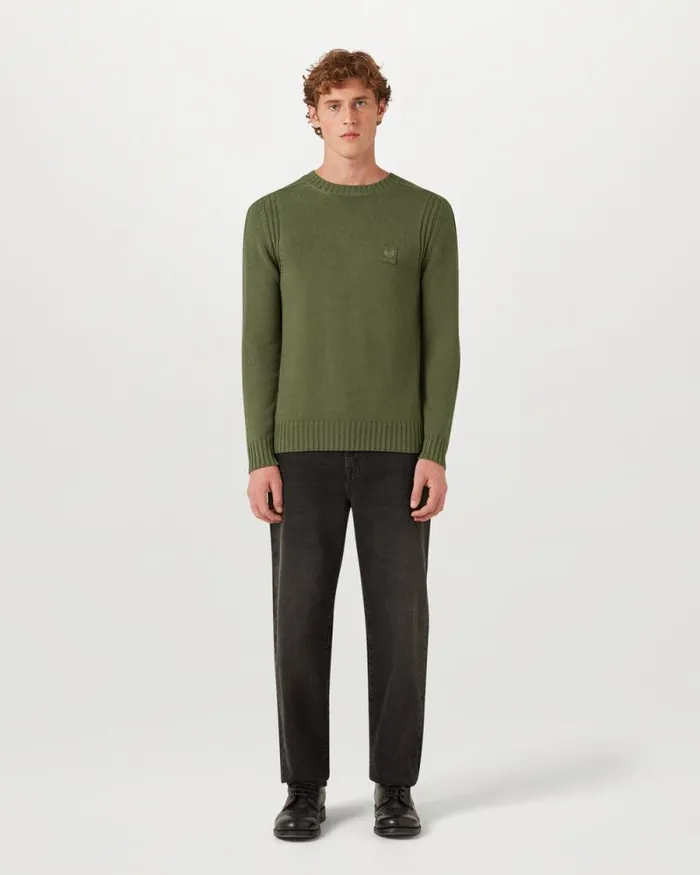 Knitwear Men Belstaff Watch Crewneck Jumper Dark Surplus Green Knitwear Men Belstaff Watch Crewneck Jumper Dark Surplus Green