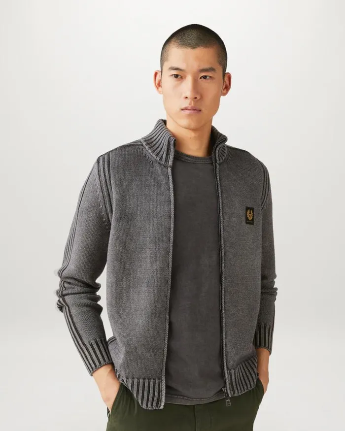 Knitwear Men Belstaff Watch Zip Cardigan Forge Grey Knitwear Men Belstaff Watch Zip Cardigan Forge Grey