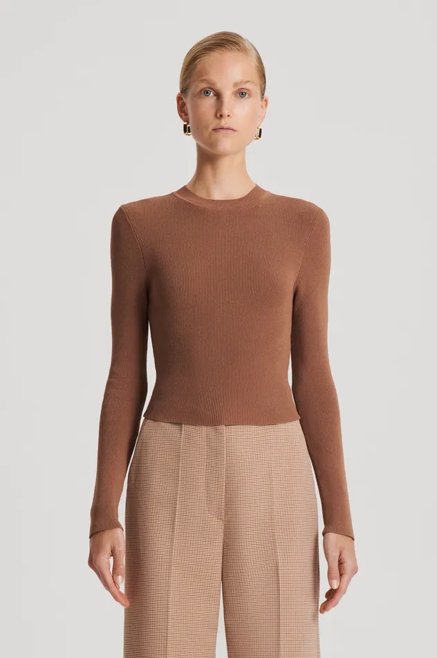 Knitwear Scanlan Theodore Women CREPE KNIT CREW NECK SWEATER SPICE Knitwear Scanlan Theodore Women CREPE KNIT CREW NECK SWEATER SPICE