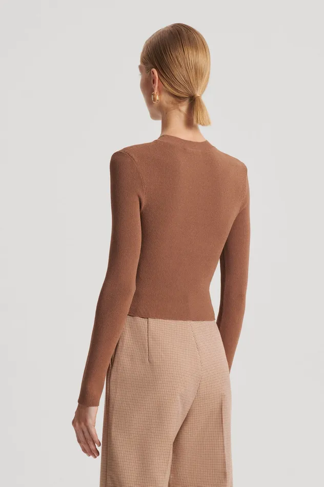 Knitwear Scanlan Theodore Women CREPE KNIT CREW NECK SWEATER SPICE Knitwear Scanlan Theodore Women CREPE KNIT CREW NECK SWEATER SPICE